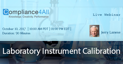 Overview:
This web seminar builds on the terminology found in 21CFR160(b)(4) and introduces terminology and concepts not found in the regulation, but necessary for an effective calibration program, such as instrument 
classifications.

Why should you Attend:
In this webinar we will discuss instrument classification, getting the instrument into the calibration program, removing the instrument from the calibration program, instrument classification, limits of accuracy and precision and remedial actions in the event that an instrument is found to be out of tolerance.